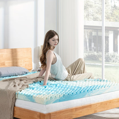 5-Zone Memory Foam Mattress Topper in 2/3/4 Inches, Featuring Cooling Gel-Infused Foam for Enhanced Comfort And Support, Conveniently Packaged in a Box for Easy Transport, with a Ventilated Design