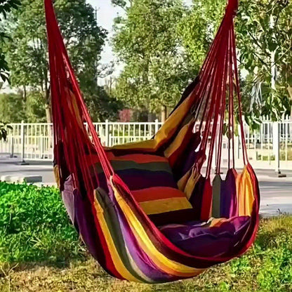 3pcs Hammock Set, 1pc Hammock with 2 Pillows, Outdoor Single Canvas Hammock with 2 Pillow Cushions, Space Saving, Easy to Install, Sturdy Garden Lounge Seating