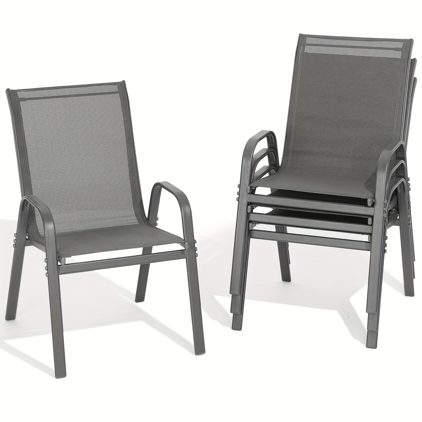 2/4/6pcs Outdoor Chairs Set, Comfortable All-Season Textilene Metal Outdoor Chairs Set, Quickly Install Patio Dining Chairs with Widen Seat And High Back, Outdoor Table Chairs with Sturdy Metal Frame for Deck, Pool, Father's Day Gifts