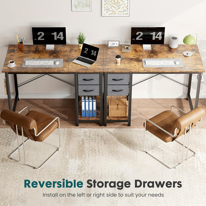 47-Inch Computer Gaming Desk with 2 Adjustable Fabric Storage Drawers, Ideal for Work, Writing, And Study, Computer Desk