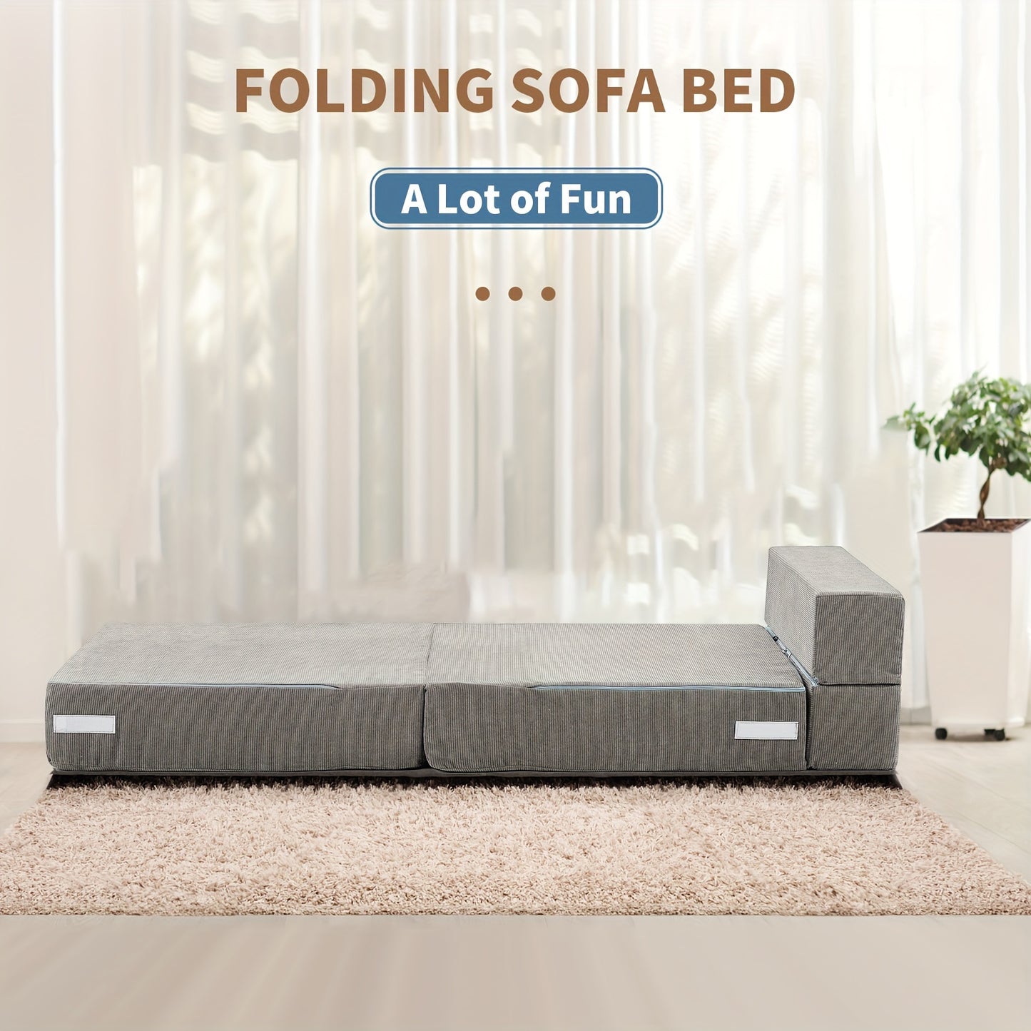LILYPELLE Tri-Fold Sponge Mattress, Portable Folding Mattress, Convertible Chair Floor Sofa and Sleeping Mattress, Suitable for Floor, Camping, 63"×25.6"×6