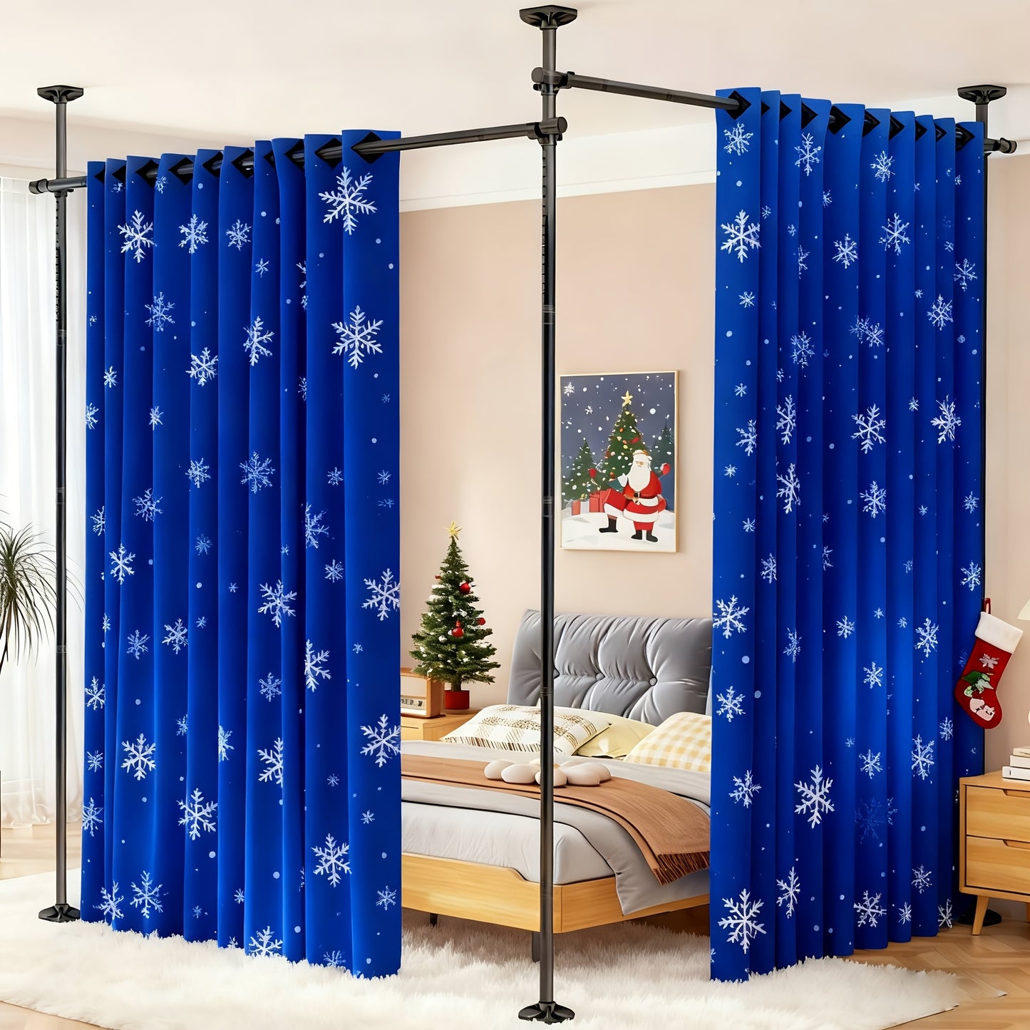 Adjustable Room Divider Curtain Rod | No Drilling Floor to Ceiling Tension Rod for Wide Space Partitions 28-171inch(W) x 48-120inch(H) - Heavy Duty Damage-Free Room Separation Solution for Home and Kitchen Furniture, Metal Classic Style