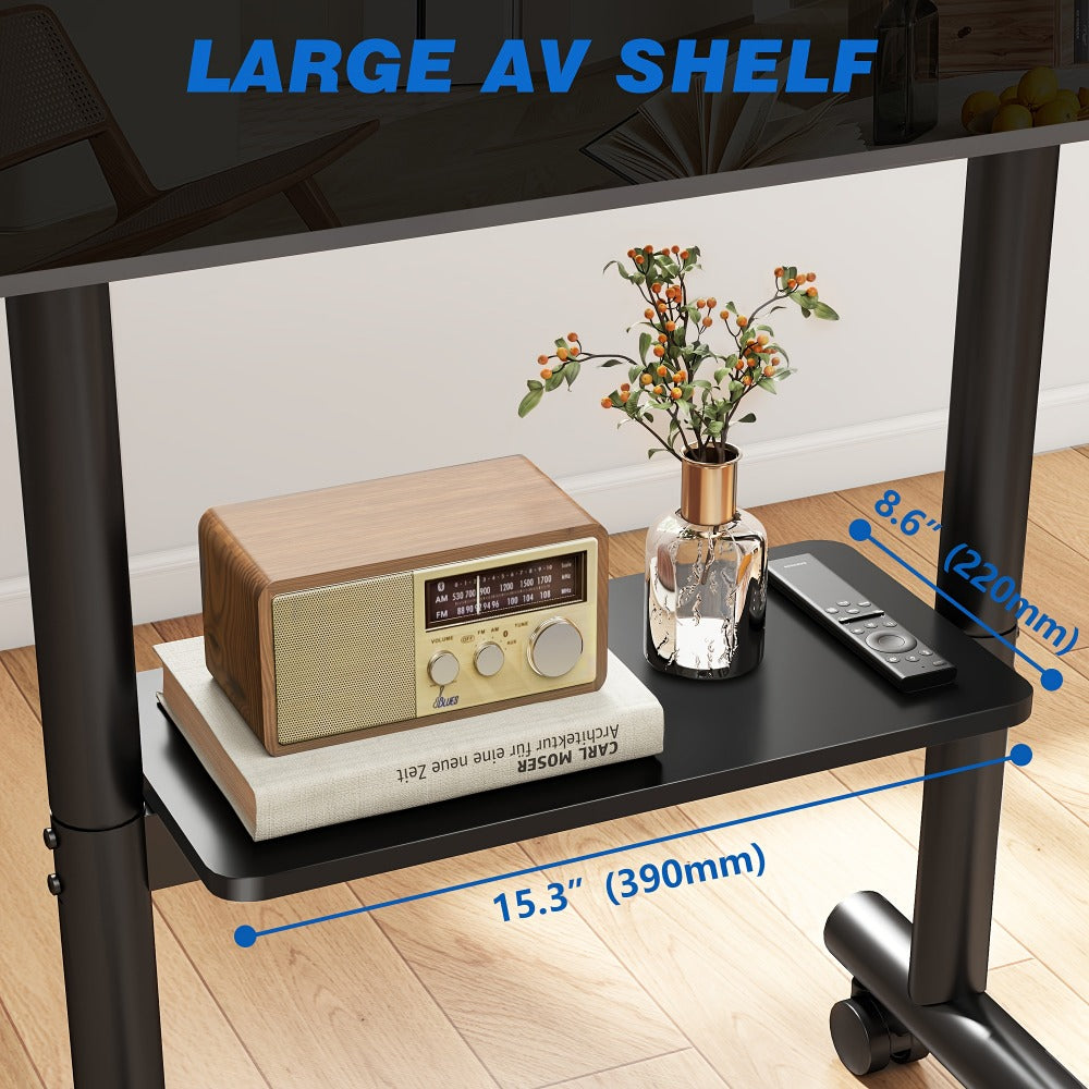 Universal Mobile TV Stand Rolling Cart for 40-75 Inch TVs up to 110 LBS, Height Adjustable 43.6"-49.5" with Storage Shelf & 360° Locking Wheels, VESA 400x400mm, Indoor Outdoor Apartment Office Gym