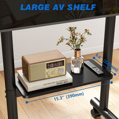 Universal Mobile TV Stand Rolling Cart for 40-75 Inch TVs up to 110 LBS, Height Adjustable 43.6"-49.5" with Storage Shelf & 360° Locking Wheels, VESA 400x400mm, Indoor Outdoor Apartment Office Gym