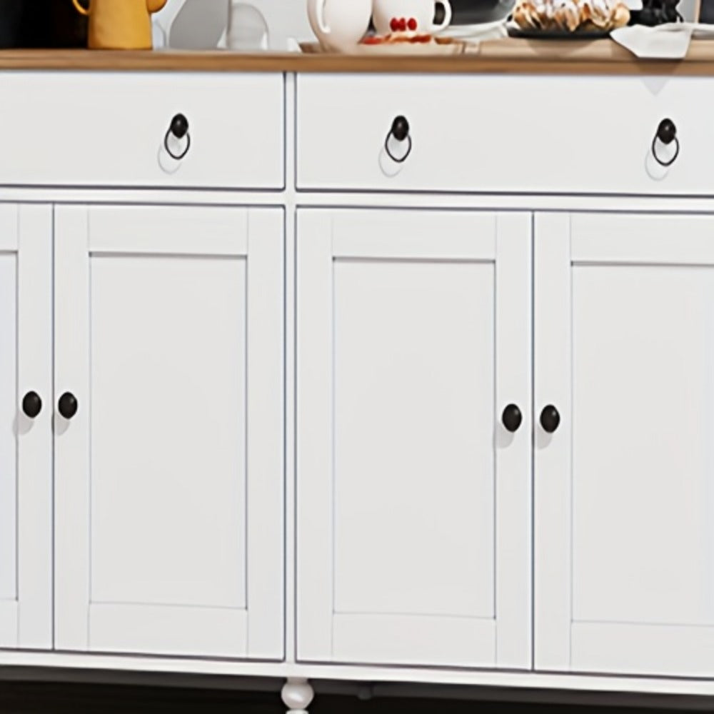 55" Buffet Cabinet with 4 Doors 2 Drawers & Adjustable Shelves, Modern Sideboard Coffee Bar Cabinet for Kitchen Dining Room Entryway Living Room, Black Storage Console