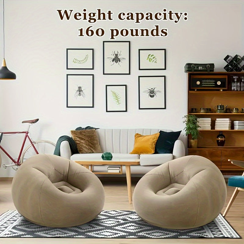 1pc Soft Comfortable Soybean Bag Chair, Inflatable Sofa Outdoor, Lazy, Tatami Chair, Sofa Cover, Living Room, Office, Outdoor Picnic Camping, Father'S Day