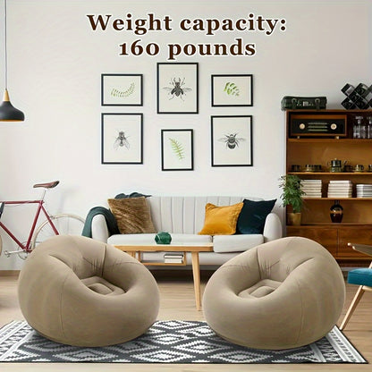 1pc Soft Comfortable Soybean Bag Chair, Inflatable Sofa Outdoor, Lazy, Tatami Chair, Sofa Cover, Living Room, Office, Outdoor Picnic Camping, Father'S Day