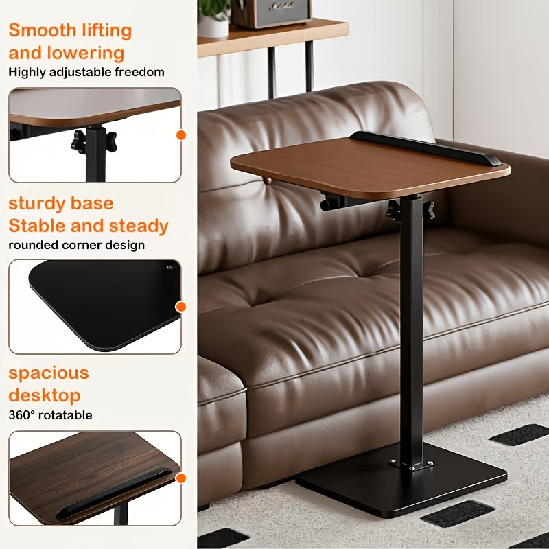 Small End Table Adjustable Height, 90 Degree Flip-Over Panel Side Table for Small Spaces 360 Degree Swivel TV Tray Couch Tables That Slide Under, Food Snack Trays for Sofa Bed Living Room