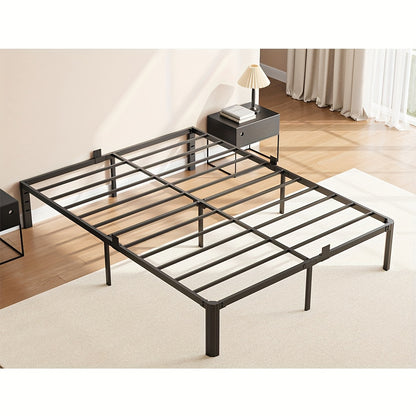14 Inch Black Metal Bed Frame, King/Queen/Full/Twin Upgraded Rounded Fan-shaped Legs, 4 Mattress Limiters, 3500LBS Heavy-duty Steel Bars, No Need for Springs, No Noise, Reinforced Large Storage Space Below, Not Including Headboard, Easy to Assemble