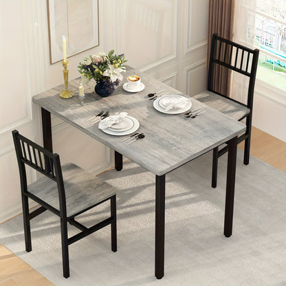 LAMERGE 3pcs Dining Table And Chair Set, Small Space Dining Table And Chair Set, Dining Table, Simple, Suitable for Small Space Living Rooms, Bedrooms And Kitchens Dining Table Set, Perfect Home Furniture, Bedroom Furniture, Spacesaving