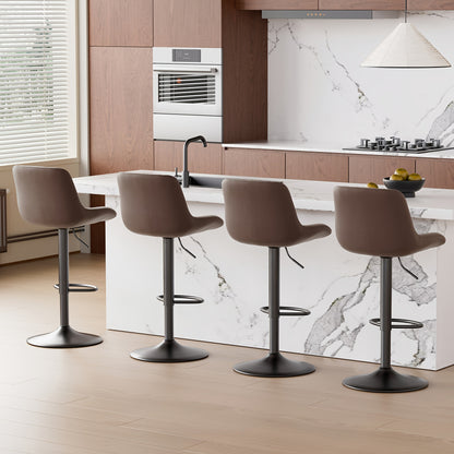 1/2/3/4 Packs Counter Height Bar Stools, Adjustable Swivel Upholstered Counter Height Barstools with Back And Footrest, Stool Chair for Kitchen Counter Island