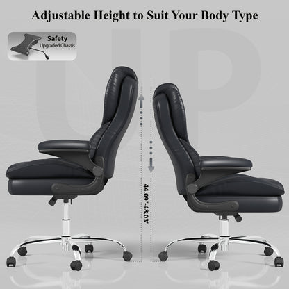 Large High-Back Office Chair, Ergonomic Home Computer Desk Chair with Padded Flip-Up Armrests, 360° Swivel, High-Back Executive Office Chair for Adult Work and Study, Black/Beige/Gray/Brown