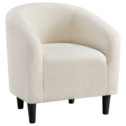 Costoffs Boucle Barrel Accent Chair with Arms, Upholstered Armchair for Living Room, Bedroom, Furniture for Home, Stylish and Comfortable Club Chair for Bedroom, Ivory/Black/Dark Gray/Blue/Yellow