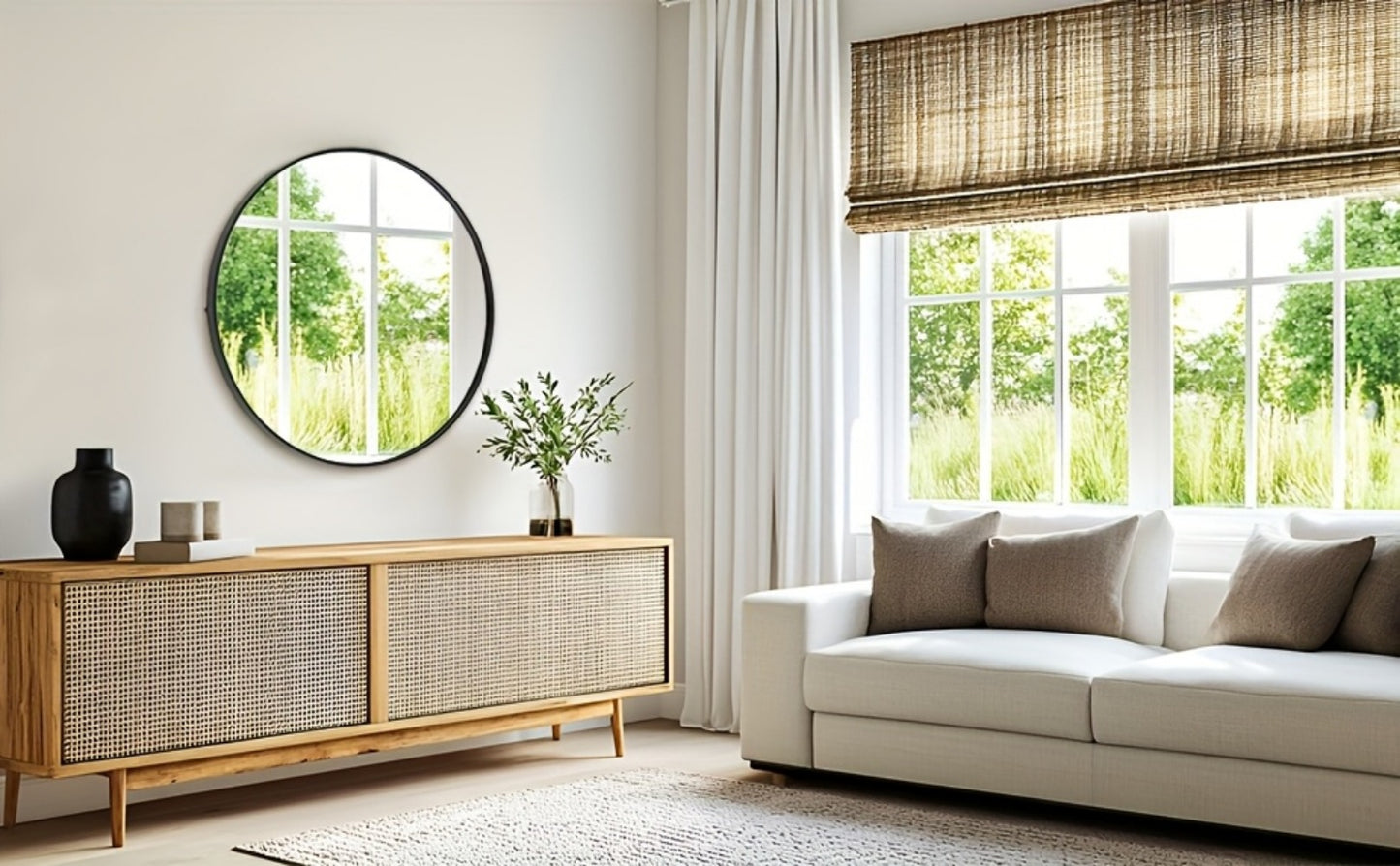 Round Metal Wall Mirror Matte Black & Gold Frame, Easy-to-Hang Modern Decorative Mirror for Entryway Bathroom Living Room Dresser Bedroom Wall Decor