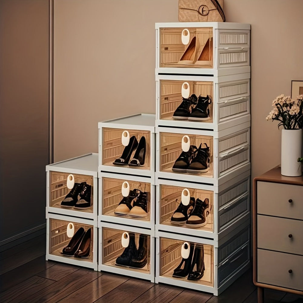 Foldable Shoe Storage Organizer 3, 5 or 6-Tier | Large Capacity Space-Saving Shoe Cabinet for Entryway, Corridor, Bedroom & Living Room | Stackable Multi-Functional Shoe Rack