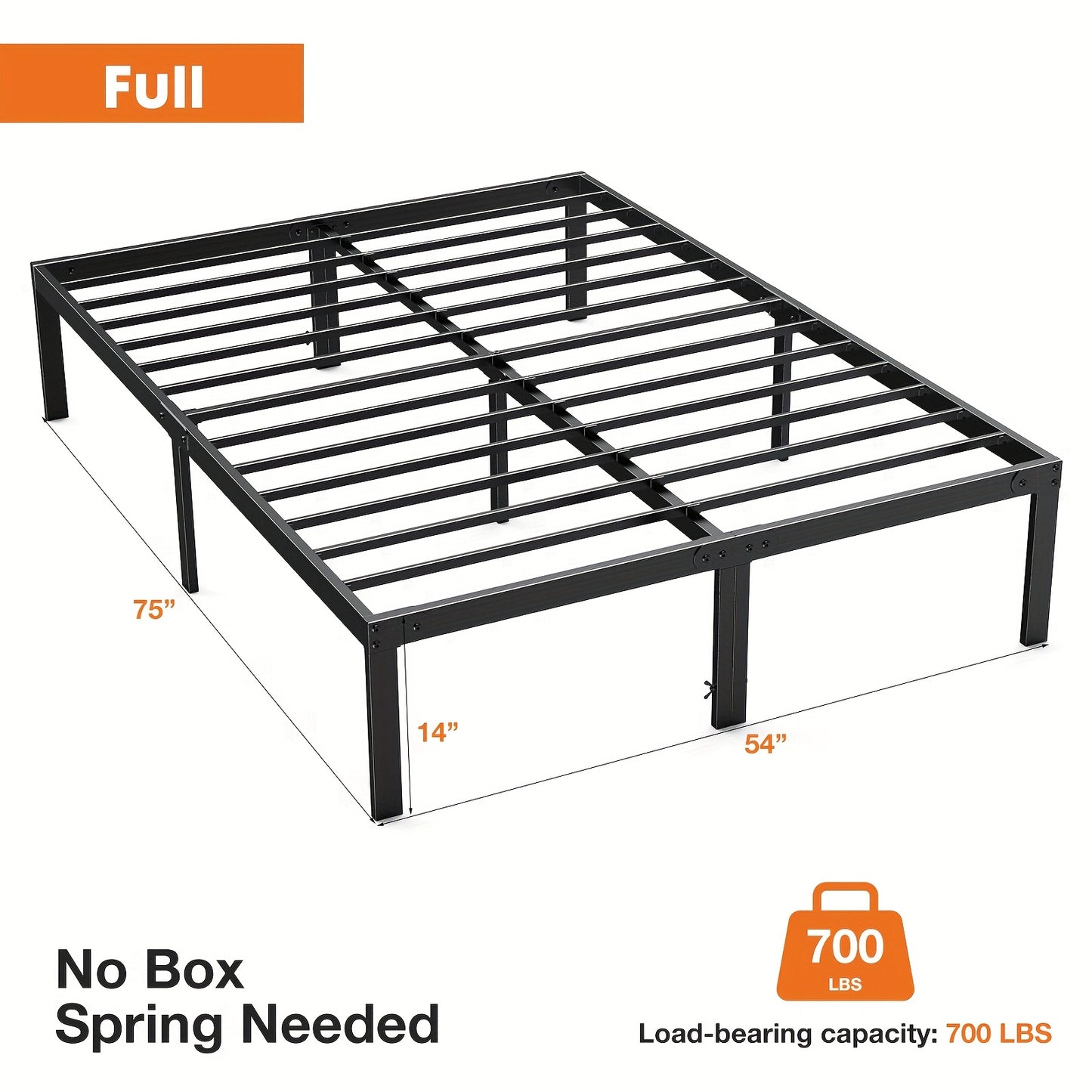 [Metal Platform Bed Frame] Bed Frame - 4 Size Platform Bed Frame Metal Mattress Foundation with Steel Slat Support, No Box Spring Needed, Storage Space Under Frame, Easy Assembly, Black
