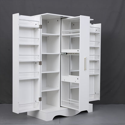 Multifunctional Storage Cabinet 47Inch Kitchen Pantry Cabinet with Drawer, Pantry Storage Cabinet with Adjustable Shelves, White Kitchen Pantry Storage Cabinet, Buffet Cupboards Sideboard