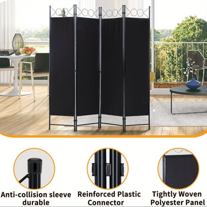 Room Divider 4 Panel Folding Privacy Screen Portable Partition Wall for Bedroom Living Room Home Office Studio Apartment 4 Colors Black Grey Tan Beige