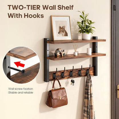 Wall-Mounted or Portable Sturdy Metal Clothes Rack - Double Layer Hanging Coat Hanger with Space-Saving, Easy Assembly Suitable for Bedroom, Entryway, Living Room & Office - Compact Multi-Functional Stand