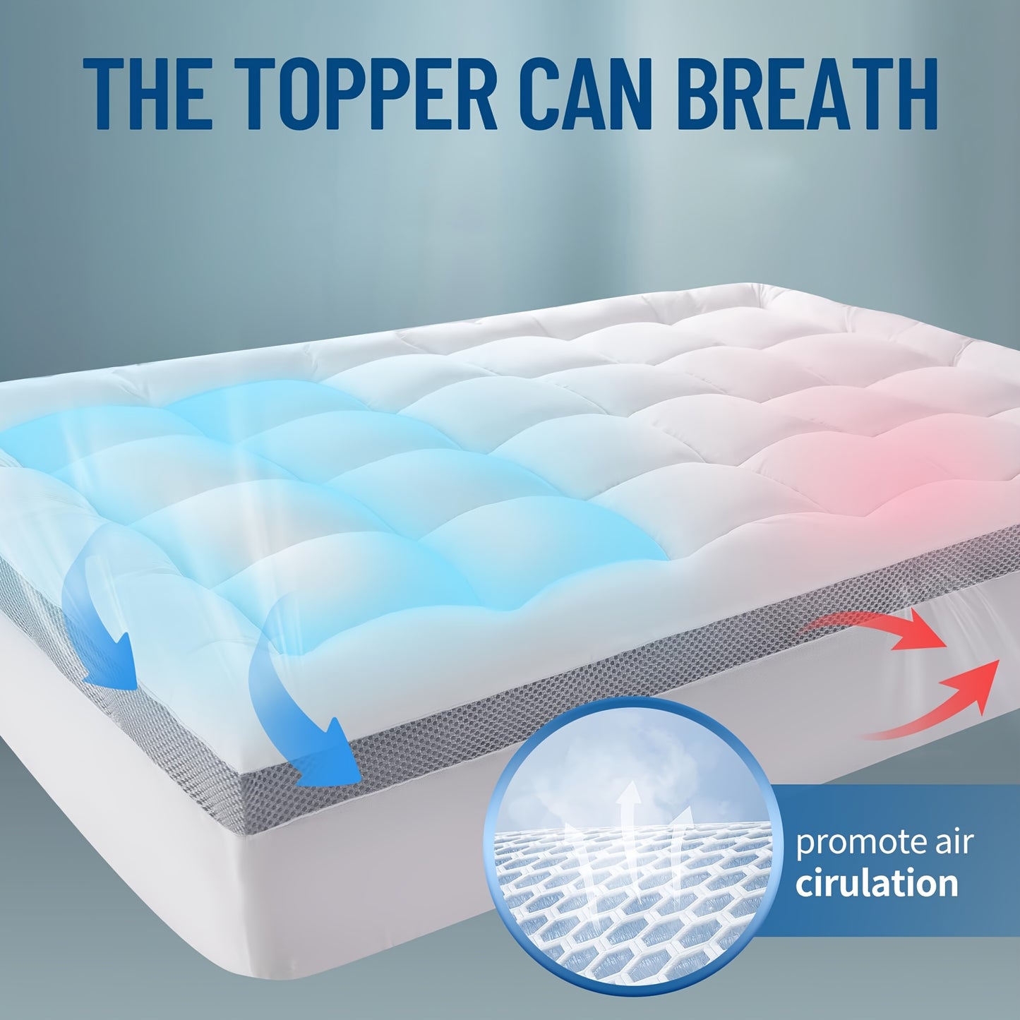 [Plush Machine Washable Topper] Mattress Topper with Overfilled Down Alternative Pillow Top - Baffle Box Design, Plush Support, Machine Washable, Fits 8-21" Deep Pocket Mattresses, Comfort Layer, Luxurious Feel, Durable Polyester