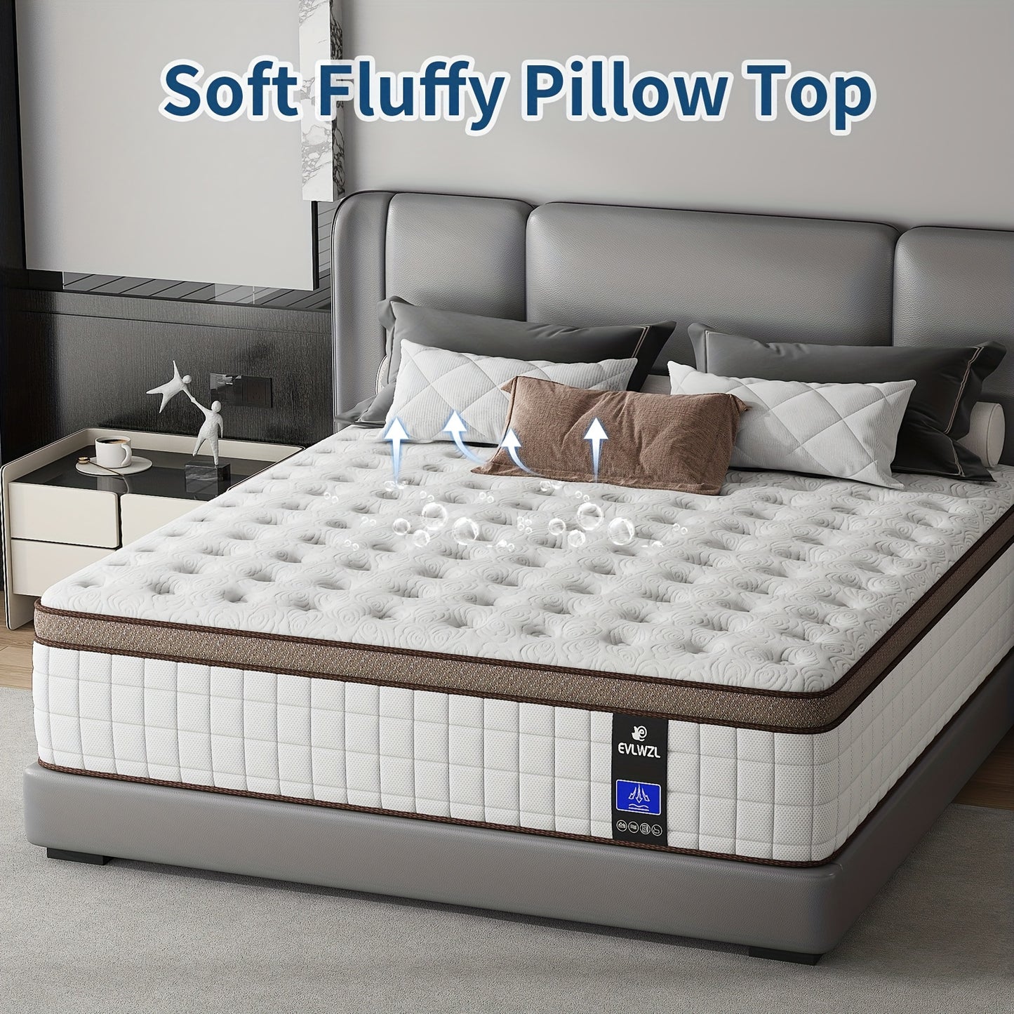8In/10In/12In/14In Twin/Full/Queen/King Mattress | Memory Foam And Spring Hybrid, Medium Firm, Fiberglass-Free And Odorless, Breathable with Lumbar Support, Box-Packed for Bedrooms, Guest Rooms And Hotels