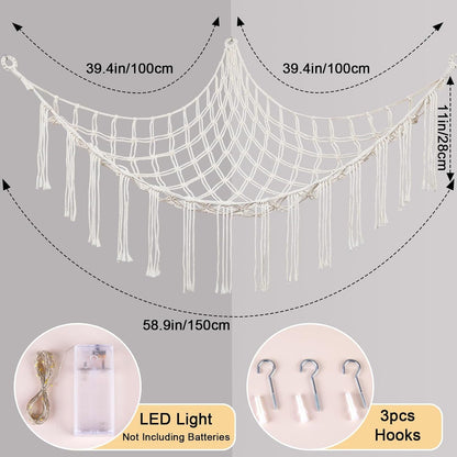 A Plush Toy Storage Hammock With Built-In Lighting, Ideal For Storing Unused Plush Toys And Indoor Items, As Well As Small Accessories For Halloween, Christmas, Easter, And Thanksgiving.