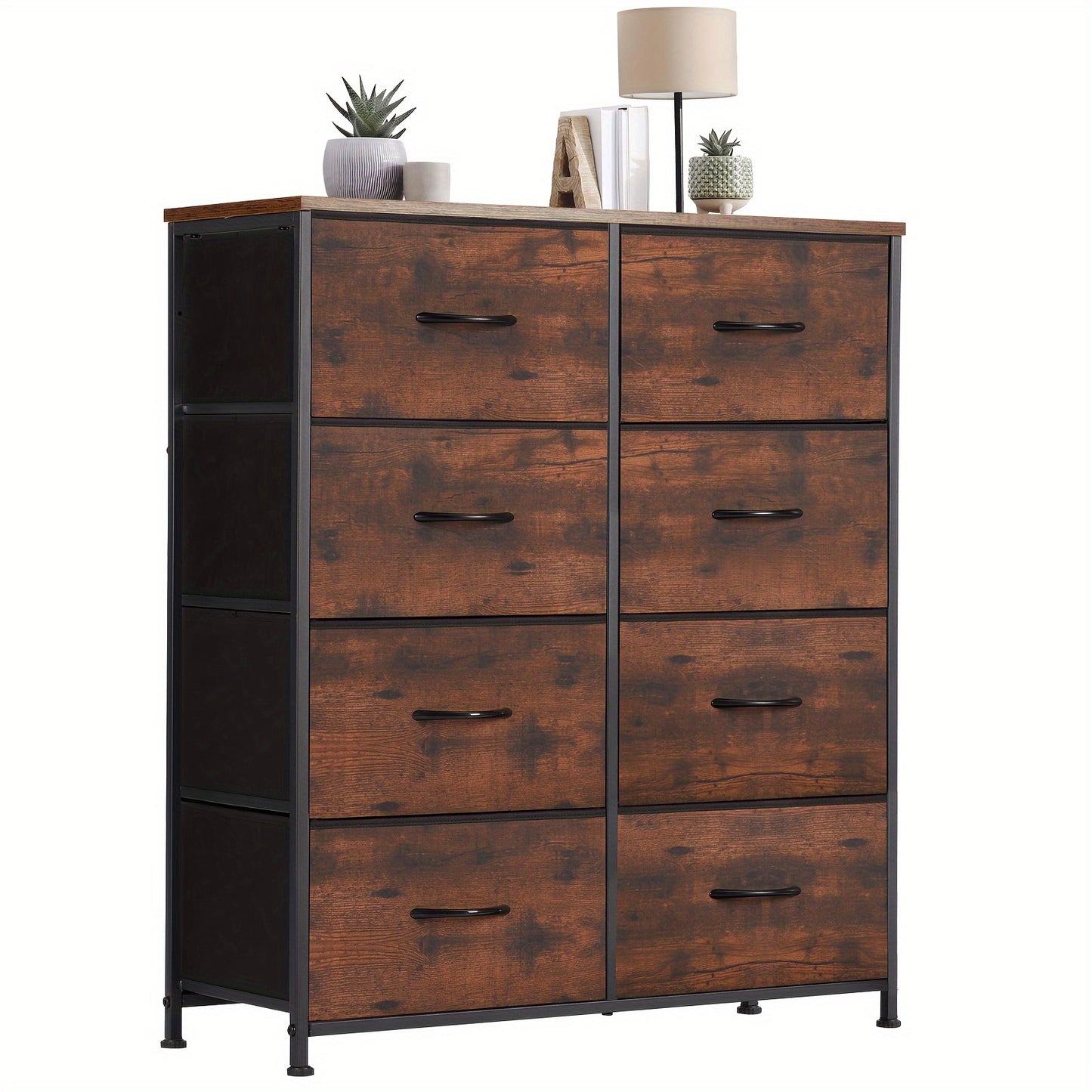 [8-Drawer Dresser] Dresser for Bedroom with 8 Drawers, Clothes Drawer Fabric Closet Organizer, Dresser with Metal Frame And Wood Tabletop, Chest Storage Tower for Bedroom, Living Room, Entryway