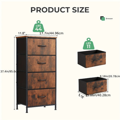 4-Drawer Metal Dresser, Bedroom Drawer Chest for Organized Everyday Storage detail image
