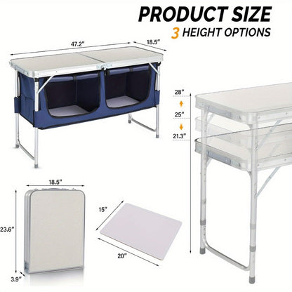 4-Foot Folding Table with Adjustable Height, Space-Saving Utility Table for Home Office detail image - detail view 14