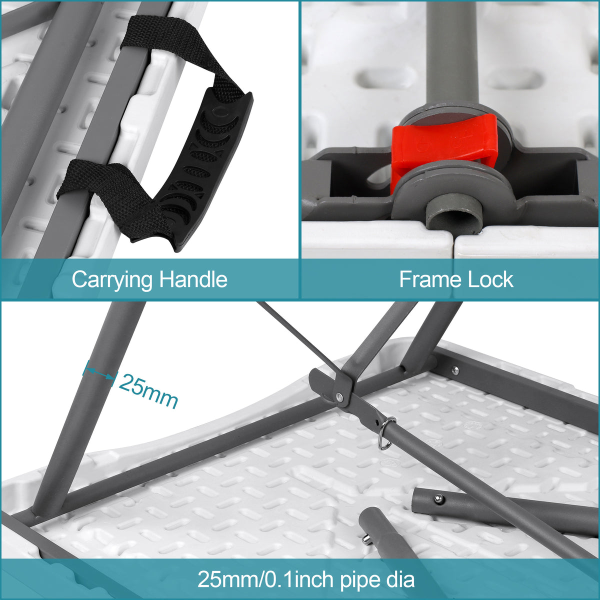 4-Foot Heavy-Duty Folding Table with Weather-Resistant Finish detail image - detail view 5