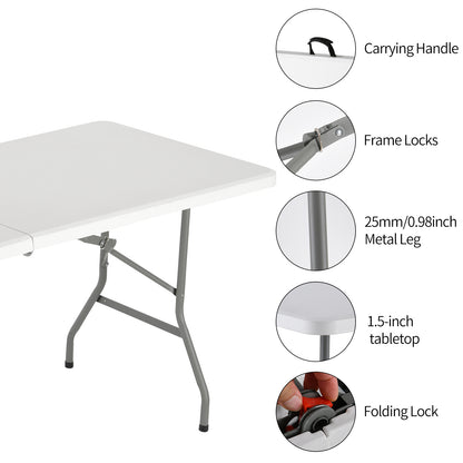 4-Foot Heavy-Duty Folding Table with Weather-Resistant Finish detail image - detail view 9