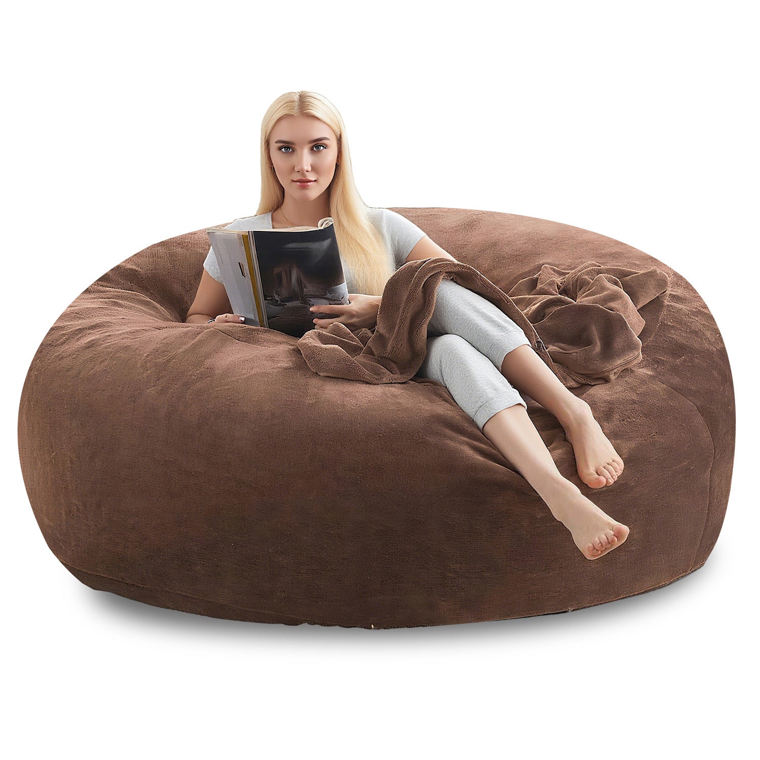 Bean Bag Chair shown in the Coffee color, 4FT(35IN*23IN) option