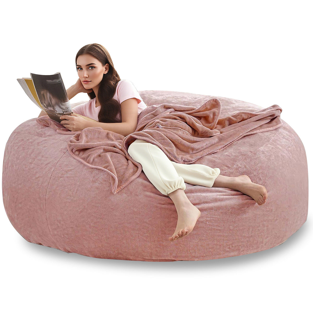 Bean Bag Chair shown in the Pink, 6FT(59IN*35IN) option
