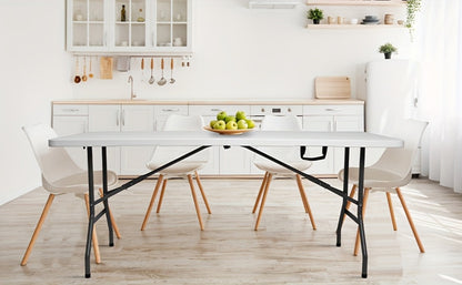 4-Foot Plastic Folding Table with Carry Handle, Space-Saving Utility Table detail image - detail view 15