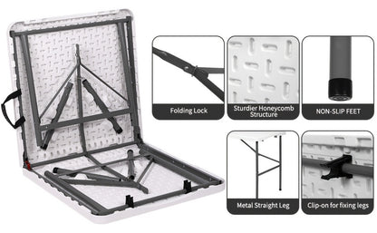 4-Foot Plastic Folding Table with Carry Handle, Space-Saving Utility Table detail image - detail view 17