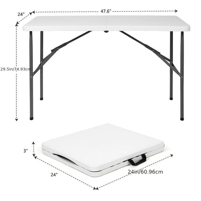 Folding Table shown in the White, 4 Feet option