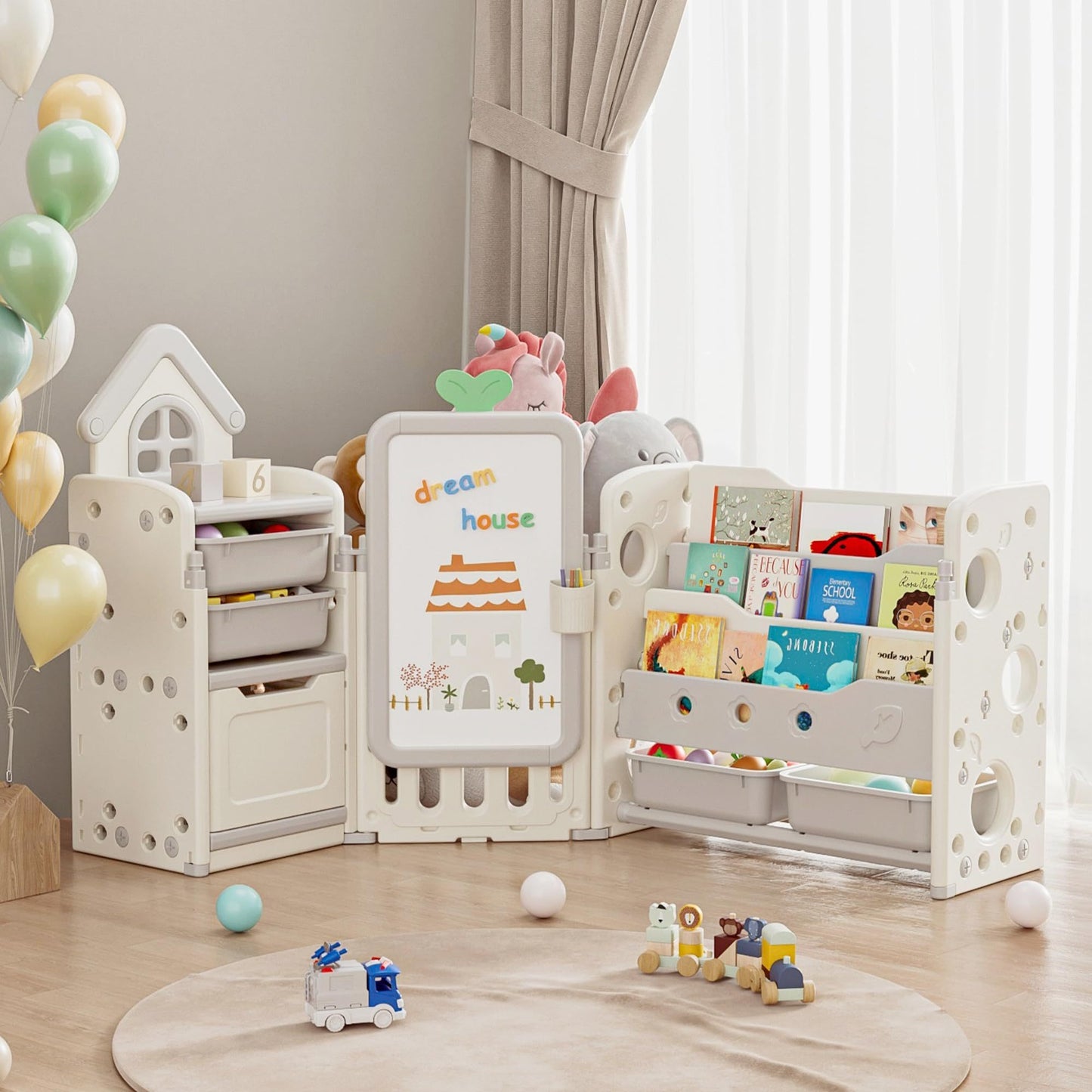 Kids Toy Organizer shown in the Beige, 3 In 1 option