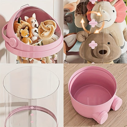 4-Layer Plastic Stuffed Animal Storage Tower with Dustproof Cover for Kids' Room detail image - detail view 18