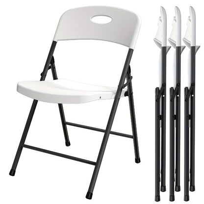4-Piece Set Plastic Folding Chairs with Stackable Design for Patio detail image - detail view 3