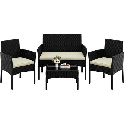 4-Piece Wicker Patio Furniture Set with Weather-Resistant Finish detail image - detail view 3