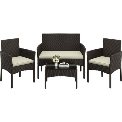 4-Piece Wicker Patio Furniture Set with Weather-Resistant Finish detail image - detail view 6