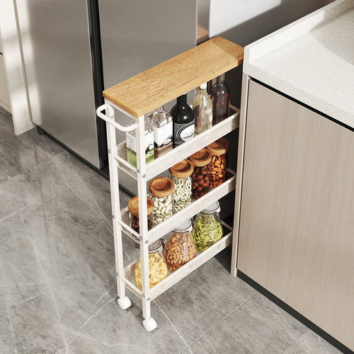 Kitchen Shelf, 4-Tier Metal with 360° Swivel Wheels, 29.99"H Slim Space-Saving Spice Rack shown in the main product view
