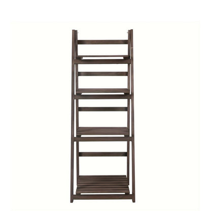 4-Tier Foldable Plant Stand with Solid Wood Construction and Open Shelves detail image - detail view 10