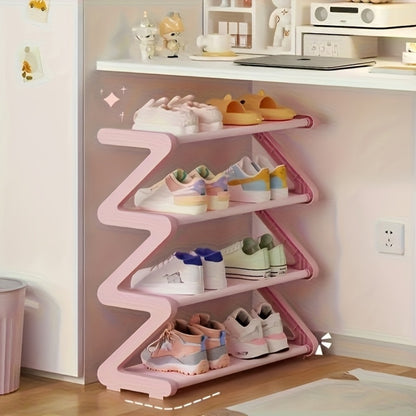 Shoe Rack, 4-Tier Z-Shaped Space-Saving Freestanding Shoe Organizer - Heavy-Duty Metal & shown in the main product view