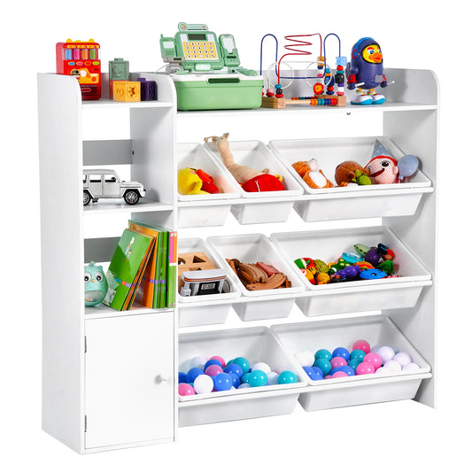 Kids Storage Organizer, Kids Toy Storage Organizer with 8 Bins & Bookshelf, 4-Tier shown in the main product view