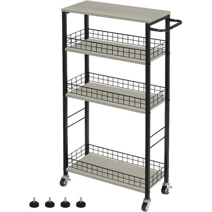 4-Tier Narrow Storage Cart with Carry Handle for Organized Everyday Storage detail image - detail view 14