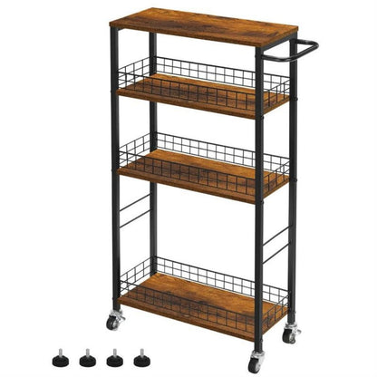 4-Tier Narrow Storage Cart with Carry Handle for Organized Everyday Storage detail image - detail view 3