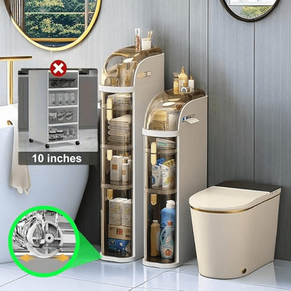4-Tier Slim Bathroom Storage Cart with Storage Drawers and Tool-Free Assembly detail image - detail view 11