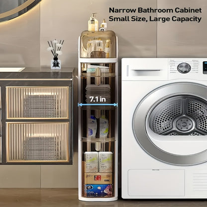 4-Tier Slim Bathroom Storage Cart with Storage Drawers and Tool-Free Assembly detail image - detail view 4