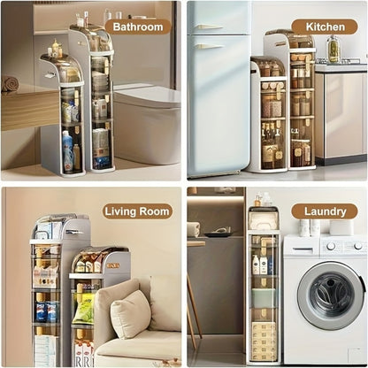 4-Tier Slim Bathroom Storage Cart with Storage Drawers and Tool-Free Assembly detail image - detail view 7